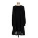 Trafaluc by Zara Casual Dress - Shift High Neck Long sleeves: Black Solid Dresses - Women's Size Small