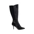 Tahari Boots: Strappy Stiletto Casual Black Print Shoes - Women's Size 9 - Pointed Toe