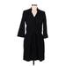 Ann Taylor LOFT Casual Dress - Shirtdress: Black Dresses - Women's Size 6