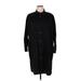 Eileen Fisher Casual Dress - Shirtdress High Neck 3/4 sleeves: Black Print Dresses - New - Women's Size 1X