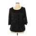 Roz & Ali 3/4 Sleeve Blouse: Black Polka Dots Tops - Women's Size 1X