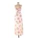 THREE PINK HEARTS Casual Dress - A-Line V-Neck Sleeveless: Pink Floral Dresses - Women's Size Medium