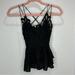 Free People Tops | Free People Adella Cami Lace Ruffled Tank Top | Color: Black | Size: Xs