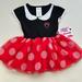 Disney Dresses | Disney Junior Minnie Kids Dress Black Red Polka Dot Size 12m | Color: Black/Red | Size: 12mb