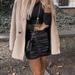 Zara Skirts | New Zara Black Faux Leather Draped Ruched Mini Skirt M | Color: Black | Size: M