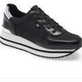 Michael Kors Shoes | Beautiful Michael Kors Monique Nwt Trainer Canvas Black Size 11 | Color: Black/Silver | Size: 11