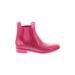 Jack Rogers Rain Boots: Chelsea Boots Chunky Heel Casual Pink Solid Shoes - Women's Size 7 - Round Toe