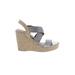 Yellow Box Wedges: Gray Solid Shoes - Women's Size 7 - Open Toe