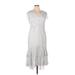 Tommy Hilfiger Casual Dress - Midi V-Neck Short sleeves: Silver Dresses - Women's Size 14
