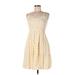 Sim & Sam Casual Dress - A-Line V-Neck Sleeveless: Yellow Print Dresses - Women's Size Large