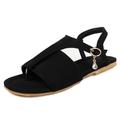 LIPIJIXI Flip Flops Flats Sandals for Women Casual Ankle Strap Faux Suede T-strap Beach Summer Shoes Black Round Toe Rhinestone Dress Sandals Size 8