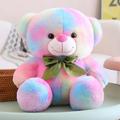 EacTEL kawaii rainbow teddy bear toy stuffed animal doll pillow bow bear birthday gift for girls 45cm 1