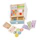 BESTonZON 2 Sets Cash Register Toy Playing House Prop Toy Crocodile Play Money Pretend Barcode Scanner Wood Cash Bank Play Toys Pretend Checkout Child Tool Table Wooden Paper
