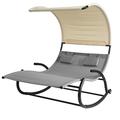 SoBuy® OGS50-HG, 2 Person Outdoor Garden Patio Swing Bed, Rocking Sun Lounger, Swing Sun Bed with Sun Shade