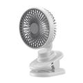 270° Auto Oscillating Clip-on Fan, USB Rechargeable Desktop Fan, 3 Speed Silent Rechargeable Mini Desk Fan, 360° Rotating Cooling Fan for Home, Office, Stroller, Golf Cart, Tent and Camping (White)