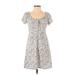 J.Crew Casual Dress - Mini Scoop Neck Short sleeves: White Print Dresses - Women's Size 2