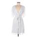 London Times Casual Dress - Mini V Neck 3/4 sleeves: Gray Dresses - Women's Size 8
