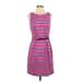 Tommy Hilfiger Casual Dress - A-Line Crew Neck Sleeveless: Pink Stripes Dresses - Women's Size 4