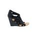 BCBGeneration Wedges: Black Print Shoes - Women's Size 9 - Open Toe