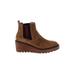 Cecelia New York Ankle Boots: Chelsea Boots Wedge Boho Chic Brown Print Shoes - Women's Size 6 1/2 - Round Toe