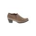 Natural Soul by Naturalizer Ankle Boots: Slip-on Stacked Heel Boho Chic Brown Solid Shoes - Women's Size 8 - Round Toe