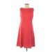 Talbots Casual Dress - A-Line High Neck Sleeveless: Red Solid Dresses - Women's Size 8 Petite