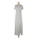 Ann Taylor LOFT Casual Dress Scoop Neck Short sleeves: Gray Solid Dresses - Women's Size Medium