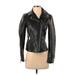 H&M Faux Leather Jacket: Short Black Print Jackets & Outerwear - Women's Size 2