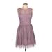 Lily Rose Cocktail Dress - A-Line Crew Neck Sleeveless: Purple Solid Dresses - Women's Size Large