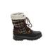 Khombu Boots: Winter Boots Wedge Casual Brown Plaid Shoes - Women's Size 6 - Round Toe