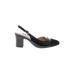 Easy Spirit Heels: Pumps Chunky Heel Minimalist Black Solid Shoes - Women's Size 7 - Almond Toe