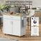 Rolling Kitchen Island with Drawer and Tower Rack, Multifunctional Kitchen Cart with Wood Drop Leaf and Adjustable Shelf