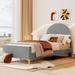 Upholstered Platform Bed, Twin Velvet Wooden Bed Frame w/Classic Semi-Circle Shaped Headboard & Mental Legs, Wood Slat Support