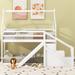 Twin Over Twin Wood House Loft or Bunk Bed w/Slide & Staircase, White