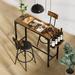 Wood Top Metal Base side table Industrial Bar Table with two chair--Adjustable table base Bistro Whiskey Pub Table