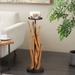 Brown Teak Wood Handmade Tall Tree Branch Floor Candle Holder with Black Metal Accents