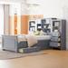 Twin Platform Bed with Vertical All-in-One Cabinet & 4 Drawers on Each Side, Storage Bed with Multi-Functional Headboard, Gray