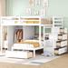 Full Over Twin Bunk Bed Frame w/Shelves & Wardrobe, Side Staircase Boasts 4 Convenient Drawers, for Boys Girls, White - Wardrobe