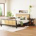 3 Pieces Rattan Full Platform Bed with 2 Rattan Nightstands, Rustic Storage Bed Frame with Headboard & Footboard, Espresso