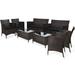 8PCS Patio Rattan Conversation Set Outdoor Furniture Set w/ End Table