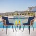 3 Piece Patio Bistro Set with Side Table with Glass Top