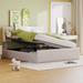 Sleigh Bed with Side-Tilt Hydraulic Storage System, Linen Upholstered Platform Bed, Storage Bed Frame