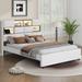 Queen Size Linen Upholstered Platform Bed with LED Headboard, Modern Storage Bed Frame with Storage & USB, Beige