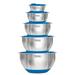 Culinary Stainless Steel Mixing Bowl Set, 10 piece, Non-slip Silicone Base, Includes Airtight Lids, Dishwasher Safe