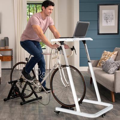 Bike Desk - Rolling Laptop Cart for Stationary Bike or Trainer - Adjustable Standing Desk to Exercise While Working by RAD Cycle