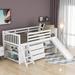 Low Loft Bed with Attached Bookcases and Separate 3-tier Drawers,Convertible Ladder and Slide,Twin