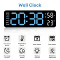 Large Digital Wall Clock Temp Date Week Display Timer Auto-dimming Table Clock 12/24 Hours