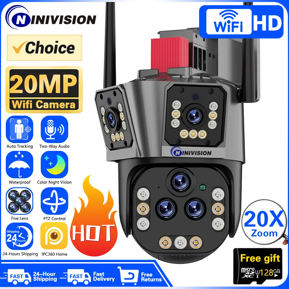 10k 20mp ptz Kamera fünf Objektiv drei Bildschirm 20x Zoom ai Human Tracking Outdoor WiFi Sicherheit CCTV-Überwachung IP-Kamera ipc360 Image