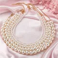 Collier ras du cou en perles d'imitation vintage pour femmes et filles collier de perles ChimSimple