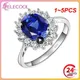 1~5PCS With Certificate Princess Cut 3.2ct Created Blue Sapphire Ring Silver Color Charms Engagement